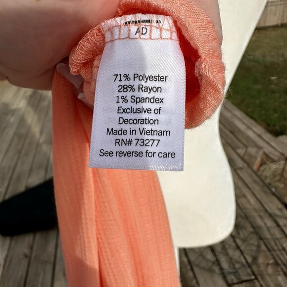 SONOMA GFL Popover Top Women's Plus 3X Carolina Peach Long Sleeve Top Y Neck - Picture 9 of 11